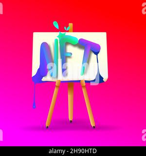 NFT art icon. nft digital drawing on canvas flat style isolated icon clip art vector illustration Stock Vector