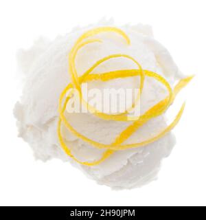 A scoop of lemon ice cream isolated on white background Stock Photo