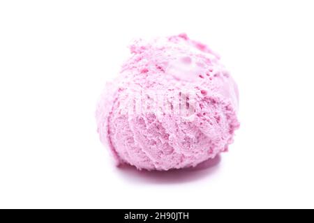 A single scoop of raspberry ice cream isolated on white background Stock Photo