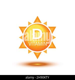 Vitamin D icon in flat style. Chemical supplement vector illustration on white isolated background. Pharmacy sign business concept. Stock Vector