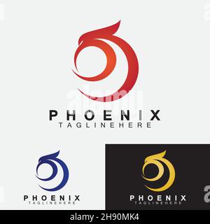 Phoenix logo Vector Illustration Design Template Stock Vector