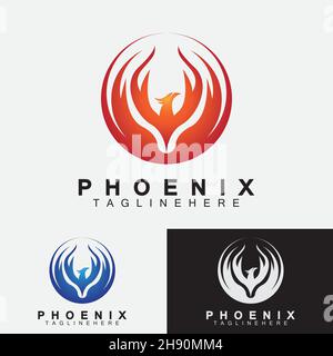 Phoenix logo Vector Illustration Design Template Stock Vector