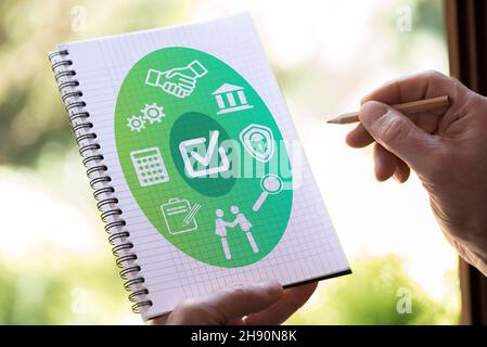 Hand drawing validation concept on a notepad Stock Photo