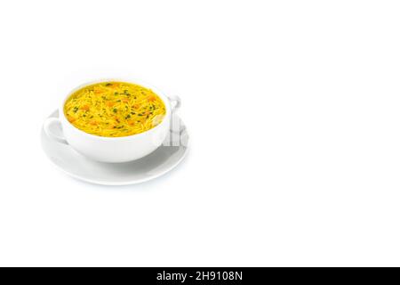 Chicken noodle soup isolated on white background Stock Photo