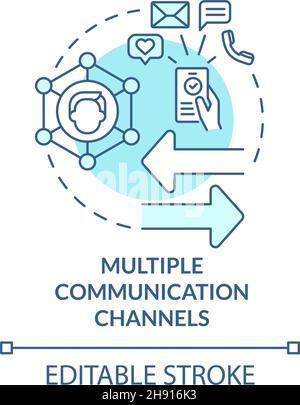 Multiple communication channels blue concept icon Stock Vector