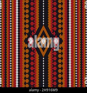 Ornament, mosaic, ethnic, folk pattern. It is made in bright, juicy, perfectly matching colors.Seamless, New Year, Christmas, winter, festive pixel pa Stock Photo