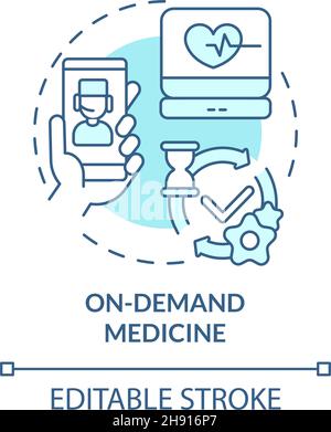 On-demand medicine blue concept icon Stock Vector