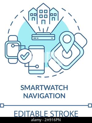 Smartwatch navigation blue concept icon Stock Vector