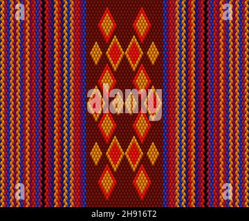 Ornament, mosaic, ethnic, folk pattern. It is made in bright, juicy, perfectly matching colors.Seamless, New Year, Christmas, winter, festive pixel pa Stock Photo