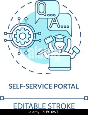 Self-service portal blue concept icon Stock Vector