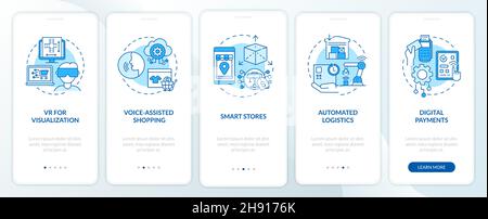 Digitalization of retail market onboarding mobile app page screen Stock Vector