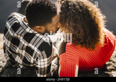 Romantic couple kissing each other Stock Photo