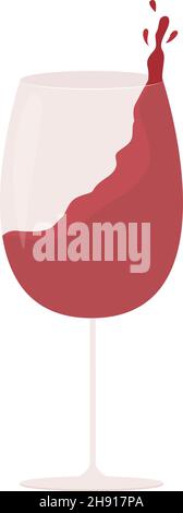 Wine in glass semi flat color vector object Stock Vector
