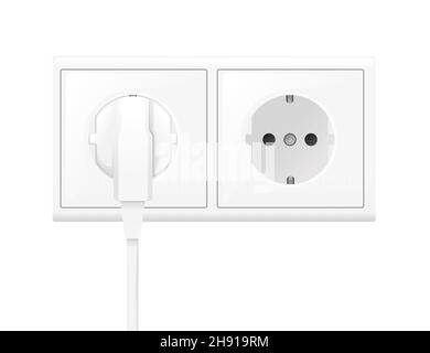 White power plug and socket european type of plug C vector illustration on white background Stock Vector