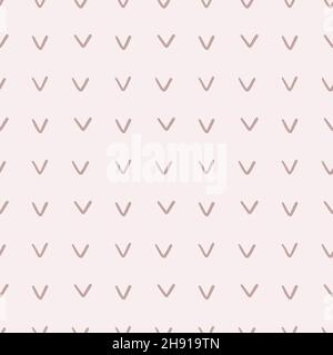 check mark herringbone hand drawn seamless pattern delicate beige color. Stock Vector