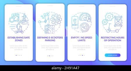 Public bicycle scheme rules onboarding mobile app page screen Stock Vector