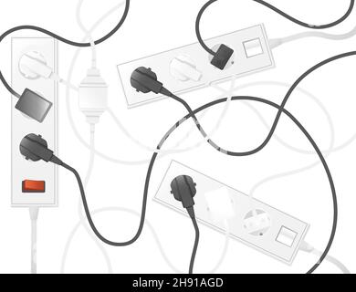 Electrical extension cord type c with tumbler on off white color vector illustration Stock Vector