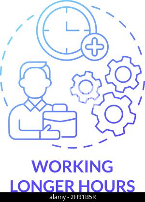 Working longer hours for result concept icon Stock Vector
