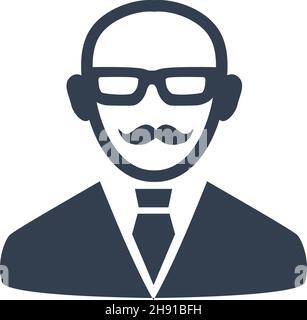 Business avatar man in black and white color palette. Stock Vector