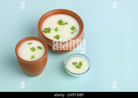 Summer cooler Buttermilk drink. Made of yogurt. Buttermilk made with yogurt. Stock Photo