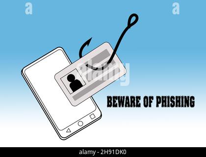 Illustrative design of phishing scam and frauds warning Stock Photo