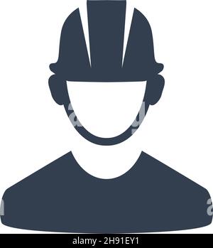 Builder Worker engineer man Avatar Icon line Art Stock Vector