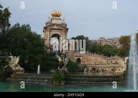 Cascada del Parc de la Ciutadella, Citadel Park in Barcelona. Stock Photo