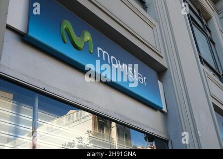 Barcelona, Spain - 5 November 2021: Movistar sign, Illustrative Editorial. Stock Photo