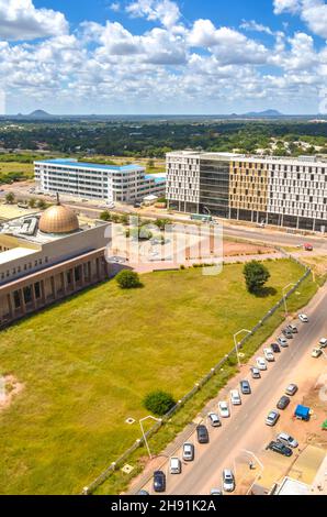 The new central business district in Gaborone in the South of Botswana with new construction, international commerce and governmental buildings after Stock Photo