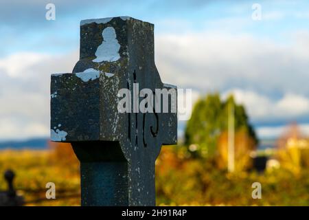 Celtic crosses mounted on cemeteries in Ireland Stock Photo