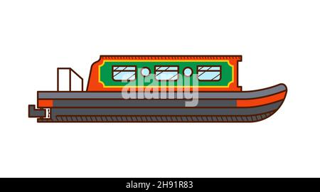 Narrow Boat icon. Narrow Boat side view Stock Vector
