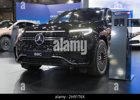 Barcelona, Spain - October 7, 2021: Mercedes-Benz EQC 400 showcased at Automobile Barcelona 2021 in Barcelona, Spain. Stock Photo