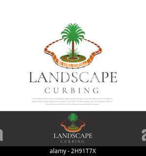 Curbing Concrete Landscape vector illustration Logo design, simple, icon template Stock Vector