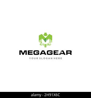 flat lettermark initial M MEGAGEAR logo design Stock Vector