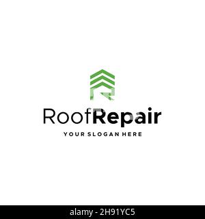 flat lettermark initial R RoofRepair Logo design Stock Vector