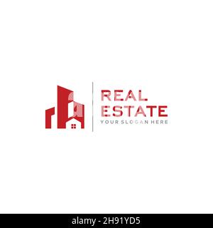 minimalist REAL ESTATE building villa Logo design Stock Vector