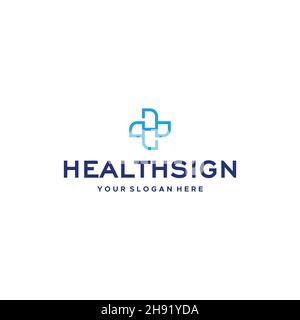 minimalist HEALTHSIGN plus medical logo design Stock Vector