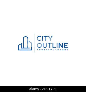 flat CITY OUTLINE building apartment logo design Stock Vector