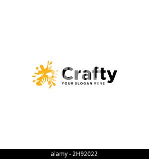 flat Crafty hand pen brush splash logo design Stock Vector