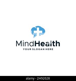 flat MindHealth plus medical talk logo design Stock Vector