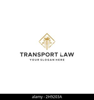 minimalist TRANSPORT LAW car pillar logo design Stock Vector