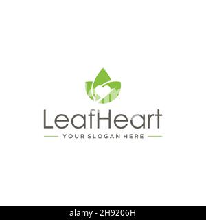 minimalist LeafHeart leaves plants logo design  Stock Vector