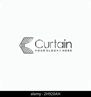 flat letter mark initial C Curtain Logo design Stock Vector