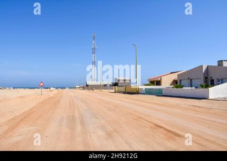 A street view of Henties Bay a costal town near the Atlantic Ocean in Namibia Southern Africa Stock Photo