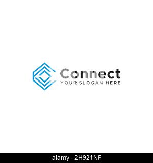 minimalist Connect geometric line art logo design Stock Vector