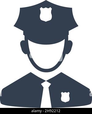 Policeman portrait Avatar Monochrome Icon outline uniform Stock Vector