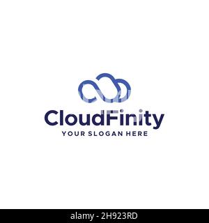 minimalist simple CloudFinity line art logo design Stock Vector