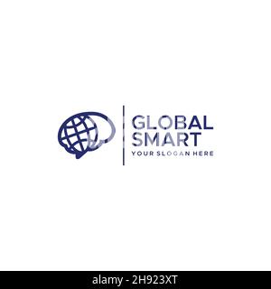 minimalist GLOBAL SMART globe earth Logo design Stock Vector