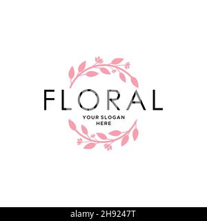 minimalist FLOLAR leaf leaves plants logo design Stock Vector