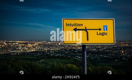 Street Sign The Direction Way To Intuition Versus Logic Stock Photo - Alamy